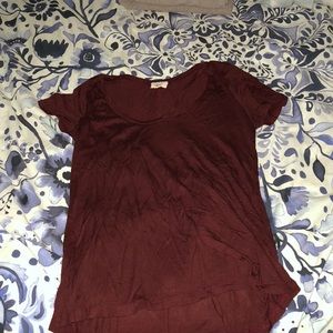 Burgundy Rip Collar Tee
